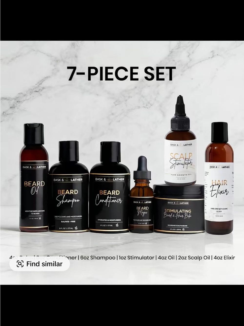 7-Piece Beard & Hair Care Set - Black